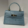 Croc-Embossed Leather Top Handle Bag