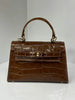 Croc-Embossed Leather Top Handle Bag