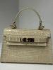 Croc-Embossed Leather Top Handle Bag