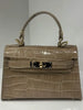 Croc-Embossed Leather Top Handle Bag