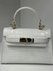 Croc-Embossed Leather Top Handle Bag