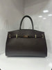 Italian Light Blue Leather Top Handle Bag