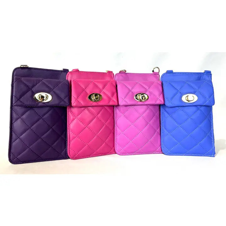 Italian Quilted Leather Cellphone Case Bag