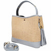 Techa Raffia & Leather Crossbody Bag