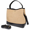 Techa Raffia & Leather Crossbody Bag
