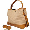 Techa Raffia & Leather Crossbody Bag