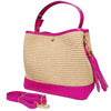 Techa Raffia & Leather Crossbody Bag